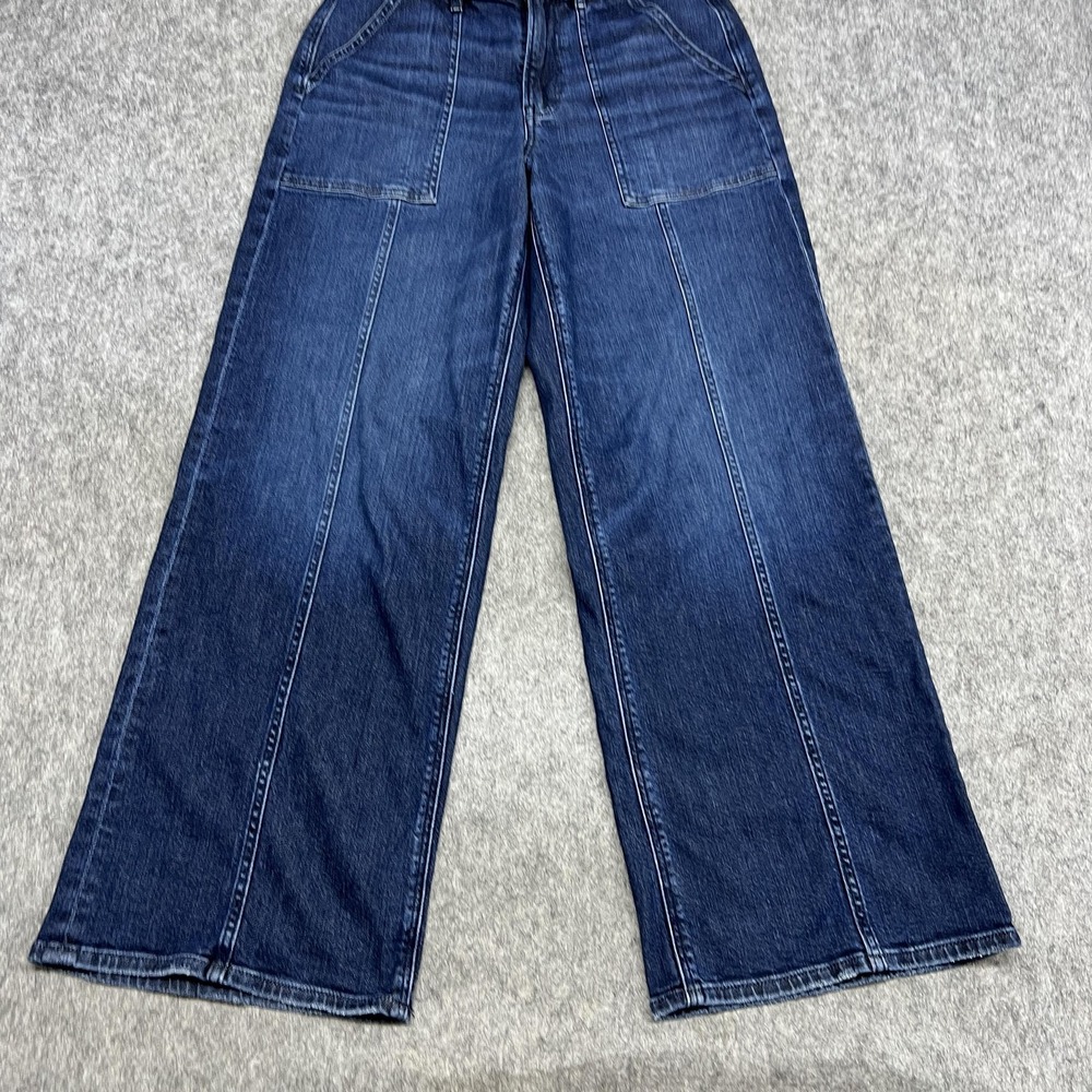 American Eagle Jeans Womens 6 Short Blue Super High Rise Baggy Wide Leg Denim - Picture 7 of 16